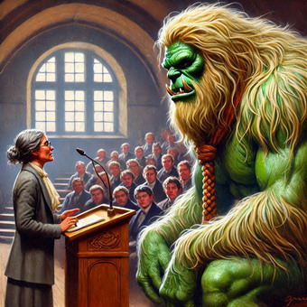 Grendel arguing with the headmistress