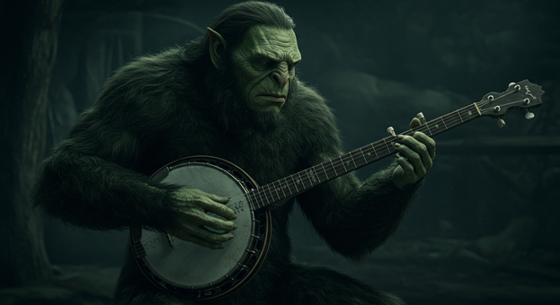 Grendel playing the banjo