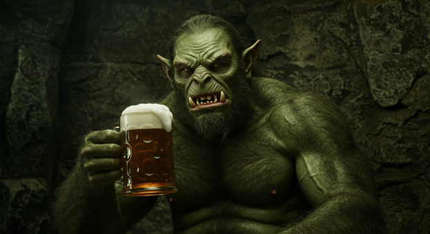 Grendel drinking beer